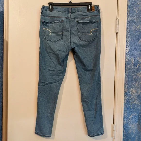American Eagle Denim Jeggings Size 10 Short Super Stretch Light Medium Wash - Picture 16 of 16